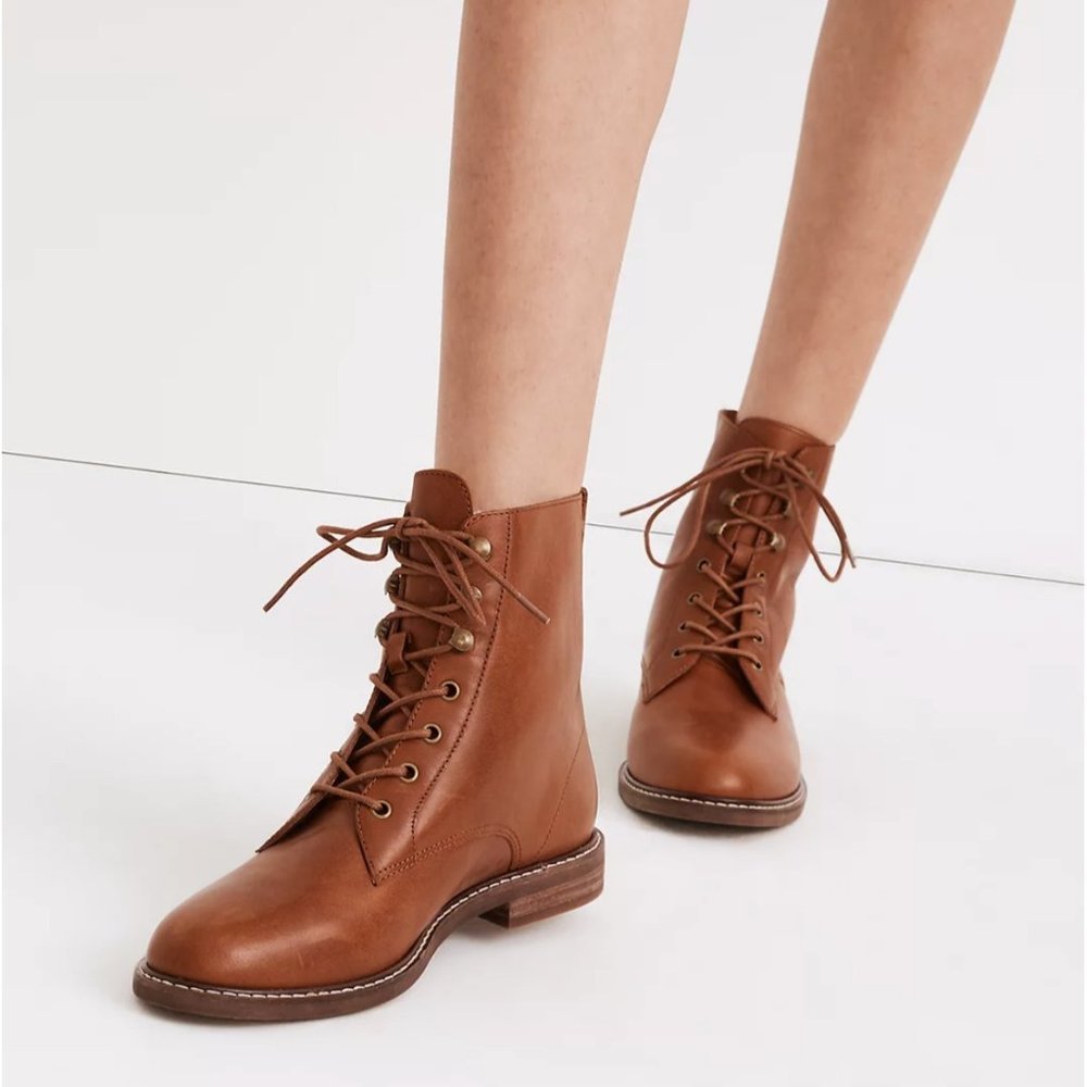 NEW Madewell Kellie Lace-Up Boot Size 8 Dried Maple